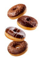 Assorted Chocolate Glazed Donuts with Sprinkles and Drizzle png