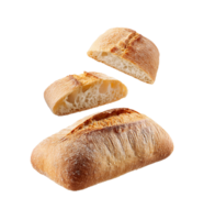Floating Rustic Ciabatta Bread with a Crispy Crust png
