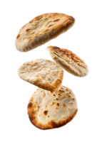 Flying and Floating Naan Bread as Crispy and Fluffy Indian Flatbreads png