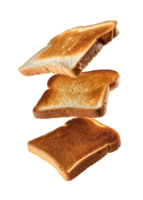 Floating Toast Slices Showcasing Different Levels of Browning png