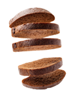 Floating Slices of Dark Rye Bread with Slightly Rough Texture png