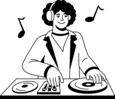 A glyph style illustration of a dj character vector