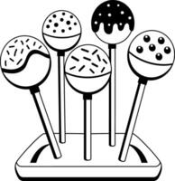 A glyph style illustration of cake pops stand vector