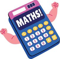 A flat sticker of a calculator with maths typography vector