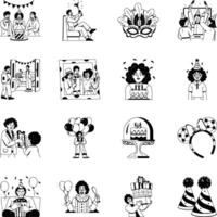 Birthday Party Glyph Illustration Collection vector