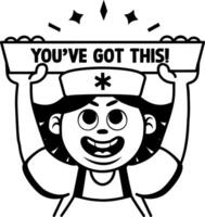 A glyph sticker of happy nurse with you have got this typography vector