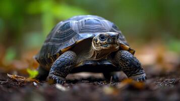 Close-up of a radiated tortoise in natural habitat photo