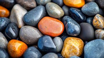 Colorful smooth stones in natural arrangement photo