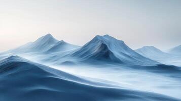 Serene snow-covered mountain landscape at sunrise photo