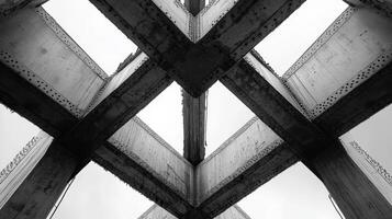 Symmetrical concrete beams in architectural geometric design photo