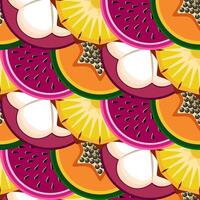 Slices of exotic tropical fruits seamless botanical pattern vector