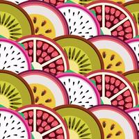 Exotic fruit slices seamless botanical pattern vector