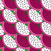 Dragon fruit slices tropical seamless pattern vector