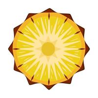 Pineapple slice in flat technique vector