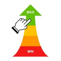arrow max goes up. maximum business value. vector