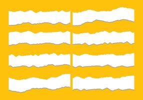 Torn paper strips with ragged edges on yellow background vector