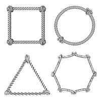 Set of black and white rope and frames vector