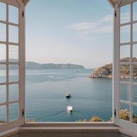View from inside an open window photo