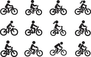 Stick Figure Riding Bicycle vector