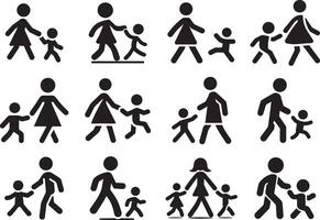 Stick Figure Walking with Child vector