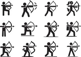 Silhouettes of Bow and Arrow Actions vector