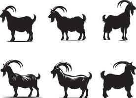 Silhouettes of Goats in Various Poses vector