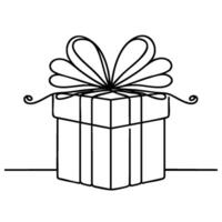 Minimalistic Line Art of a Present With a Bow vector