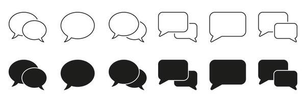 Speech bubble and chat line and solid icon set. Conversational and communication graphic symbol collection. Editable Stroke. Isolated illustration vector
