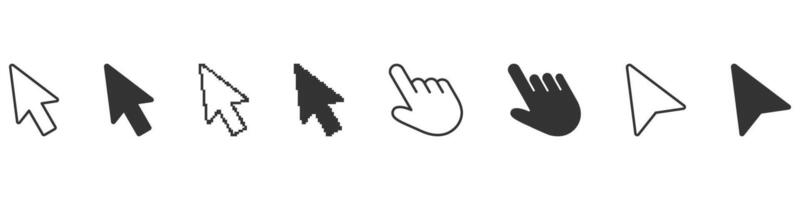 Cursor And Pointer Icons Line And Solid Icon Set. Mouse Click Symbols And Arrow Cursors Symbol Collection. Isolated Illustration vector