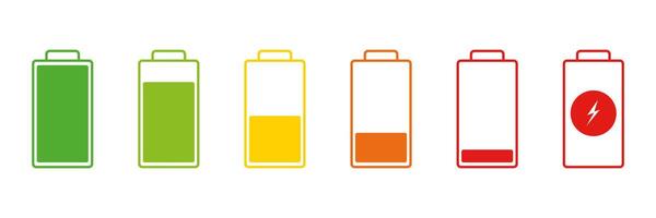 Battery Charge Level Icon Set. Battery Status Indicators Symbol Collection. Isolated Illustration vector