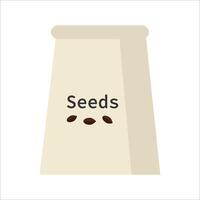 Illustrated paper seed bag with three seeds on it, isolated on a white background vector