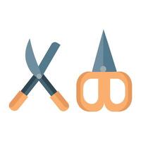 Illustration of pruning shears and sewing scissors, essential tools for various trimming and cutting tasks vector