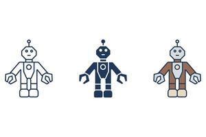 robot icons Flat style design with background vector