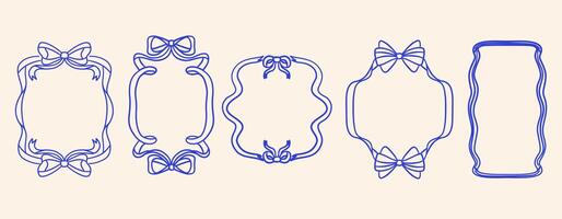 A set of vintage frames with ribbons and bows. For postcards, invitations, and packaging. vector