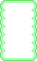 Wavy border frame. Squiggle edge rectangle. Green neon scallop shape. Retro groovy aesthetic element. Trendy 90s design for poster and invitation png