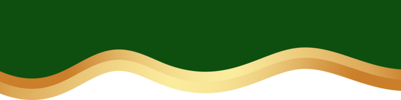 Border shape for banner design. Green header section with golden line. Abstract bottom background for web page. Curved divider. Wavy horizontal separator. png