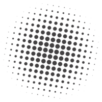Circle dots with halftone effect. Round gradient background. Element with gradation points texture. Abstract geometric shape. png