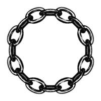 Circle chain frame with retro photocopy effect. Black monochrome border with messy grainy stippling texture for y2k collage design. illustration isolated on transparent background vector