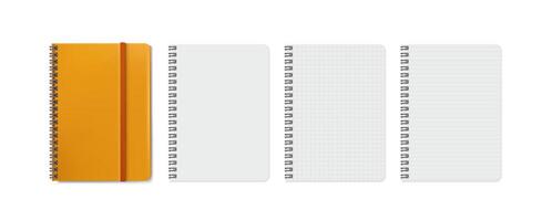 Set notebook with blank pages, template for notes vector