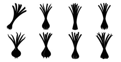 Collection of Scallion Silhouettes, Versatile Graphics for Culinary Designs vector