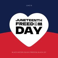 Juneteenth Freedom Day Celebration Banner. Square card with bold typography, African colors and symbolic elements representing Black heritage, unity and emancipation. History and pride print. vector