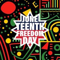 Juneteenth celebration banner with yellow and black theme. Square illustration with typography, flag elements and abstract design. Symbol of freedom, unity, heritage and African American pride. vector