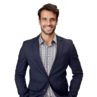 A man wearing a blue coat and shirt isolated on transparent background png