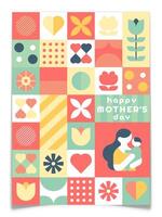 Geometric Mothers Day Card with Abstract Elements. vector