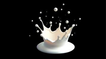 High Speed Milk Splash, Forming A Crown with Milk Drops Splashing Into The Air on Black Background, Illustration vector