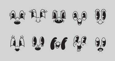 Retro characters set emotion faces set illustration vector