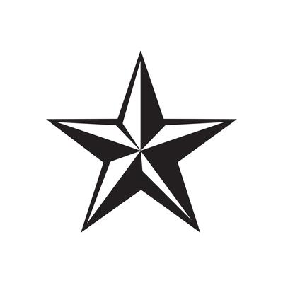 A five-pointed star icon with bold, sharp edges, evenly proportioned and in solid black.