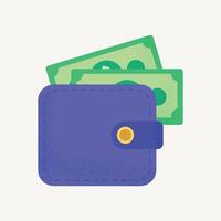 Wallet with cash inside on a light background. vector