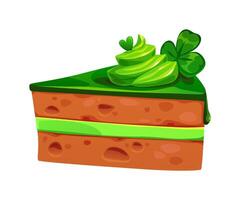 St Patrick day holiday cake slice with frosting, vector