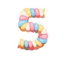 Cafe dessert font marshmallow digit 5 five vector